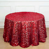 120 inch Big Payette Red Sequin Round Tablecloth Premium Collection