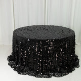 Sequin 132inch Round Tablecloth Black - Big Payette Table Cover