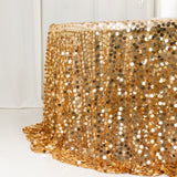 Sequin 132" Round Tablecloth Gold - Big Payette Table Cover