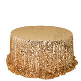 Sequin 132" Round Tablecloth Gold - Big Payette Table Cover