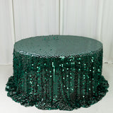 Sequin 132" Round Tablecloth Hunter Emerald Green - Big Payette Table Cover