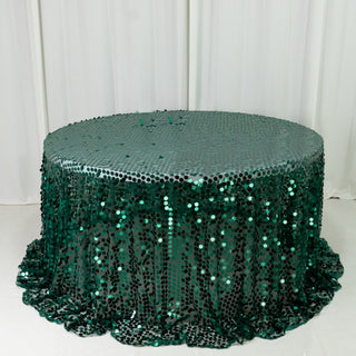 <strong>Hunter Emerald Green Big Payette Sequin Round Tablecloth</strong>