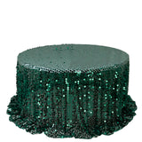 Sequin 132" Round Tablecloth Hunter Emerald Green - Big Payette Table Cover