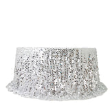 Sequin 132" Round Tablecloth Silver - Big Payette Table Cover