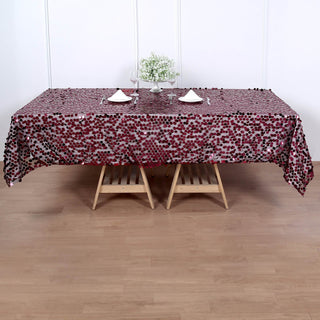 Add a Touch of Elegance with the Burgundy Seamless Big Payette Sequin Rectangle Tablecloth