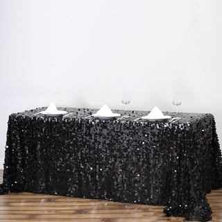 Elegant and Versatile Black Seamless Big Payette Sequin Tablecloth