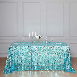 Turquoise 90x132 Sequin Tablecloth: Add Glamour to Your Event Decor