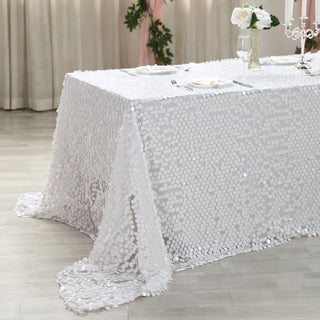 Create a Magical Atmosphere with White Seamless Big Payette Sequin Tablecloth