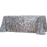 90x156 Silver Big Payette Sequin Rectangle Tablecloth Premium#whtbkgd