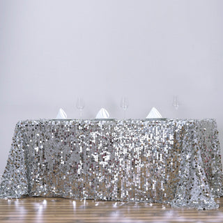 Sparkling Silver Sequin Tablecloth for Elegant Events