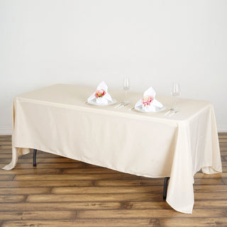 Beige Seamless Polyester Rectangle Tablecloth for Elegant Events