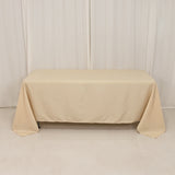 72"x120" Beige Polyester Rectangle Tablecloth, Reusable Linen Tablecloth