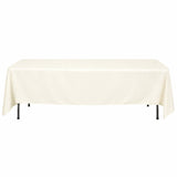 Cream rectangular tablecloth draped over a table on a white background