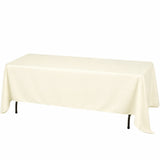 Ivory rectangular tablecloth draped over a banquet table
