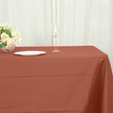 72\"x120\" Terracotta (Rust) Polyester Rectangle Tablecloth, Reusable Linen Tablecloth