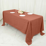 72\"x120\" Terracotta (Rust) Polyester Rectangle Tablecloth, Reusable Linen Tablecloth