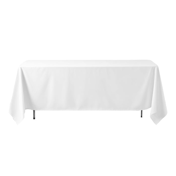 72"x120" White Polyester Rectangle Tablecloth, Reusable Linen Tablecloth