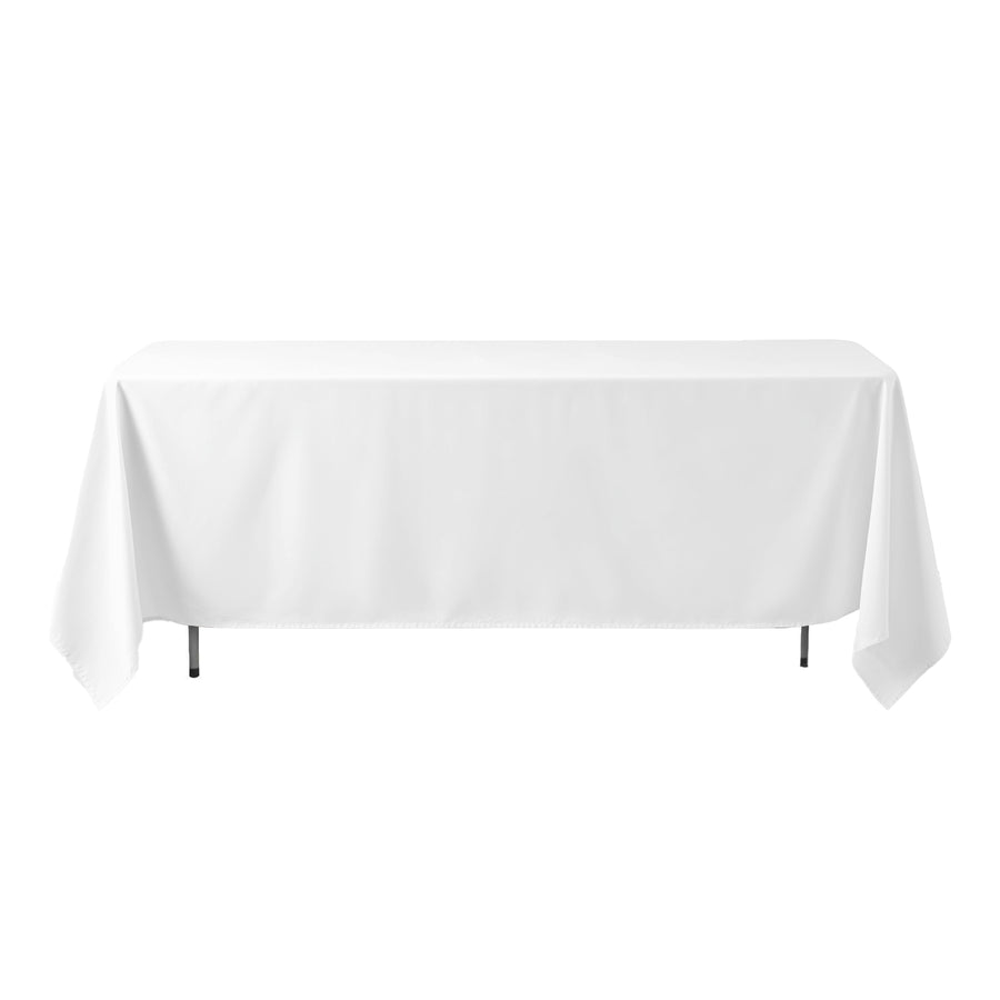 72"x120" White Polyester Rectangle Tablecloth, Reusable Linen Tablecloth