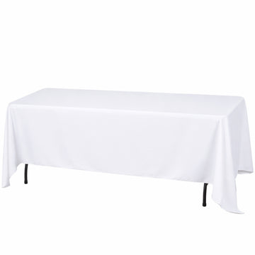 Premium Polyester 72"x120" Rectangle Tablecloth White - 220GSM Stain-Resistant Table Cover for Weddings & Event Decor