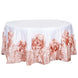 120" White|Blush Large Rosette Round Lamour Satin Tablecloth