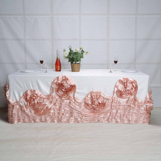 Luxurious and Dazzling White Blush Rosette Tablecloth