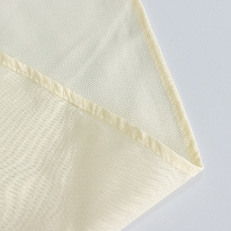 90x132 inches Ivory Polyester Round Corner Rectangular Tablecloth