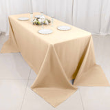 90"x132" Beige Polyester Rectangular Tablecloth