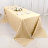 90\"x132\" Beige Polyester Rectangular Tablecloth
