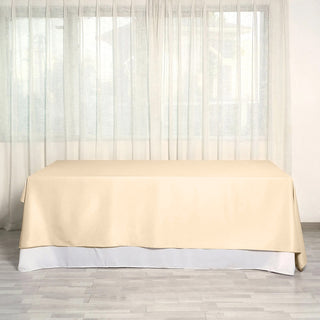 Beige Polyester Rectangular Tablecloth - Add Elegance to Your Event Decor