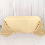 90\"x132\" Beige Polyester Rectangular Tablecloth