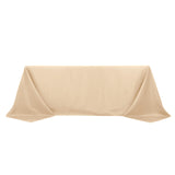 90"x132" Beige Polyester Rectangular Tablecloth