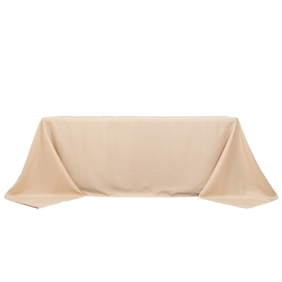 90x132inch Beige Seamless Premium Polyester Rectangular Tablecloth - 200GSM