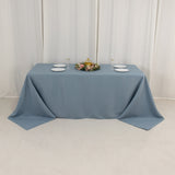 90x132inch Dusty Blue Seamless Premium Polyester Rectangular Tablecloth - 220GSM for 6 Foot Table