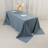 90x132inch Dusty Blue Seamless Premium Polyester Rectangular Tablecloth - 220GSM for 6 Foot Table