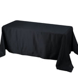 90x132inch Black 200 GSM Seamless Premium Polyester Rectangular Tablecloth