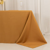 90x132inch Gold Seamless Premium Polyester Rectangular Tablecloth - 220GSM for 6 Foot Table