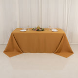 90x132inch Gold Seamless Premium Polyester Rectangular Tablecloth - 220GSM for 6 Foot Table