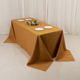 90x132inch Gold Seamless Premium Polyester Rectangular Tablecloth - 220GSM for 6 Foot Table