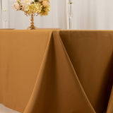 90x132inch Gold Seamless Premium Polyester Rectangular Tablecloth - 220GSM for 6 Foot Table