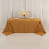 90x132inch Gold Seamless Premium Polyester Rectangular Tablecloth - 220GSM for 6 Foot Table