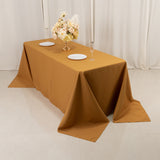 90x132inch Gold Seamless Premium Polyester Rectangular Tablecloth - 220GSM for 6 Foot Table