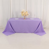 90x132inch Lavender Lilac Seamless Premium Polyester Rectangular Tablecloth 220GSM for 6 Foot Table