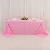 90x132inch Pink Seamless Premium Polyester Rectangular Tablecloth - 220GSM for 6 Foot Table