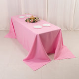 90x132inch Pink Seamless Premium Polyester Rectangular Tablecloth - 220GSM for 6 Foot Table