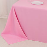 90x132inch Pink Seamless Premium Polyester Rectangular Tablecloth - 220GSM for 6 Foot Table