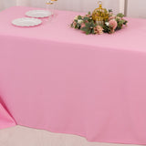 90x132inch Pink Seamless Premium Polyester Rectangular Tablecloth - 220GSM for 6 Foot Table