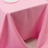 90x132inch Pink Seamless Premium Polyester Rectangular Tablecloth - 220GSM for 6 Foot Table