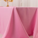 90x132inch Pink Seamless Premium Polyester Rectangular Tablecloth - 220GSM for 6 Foot Table