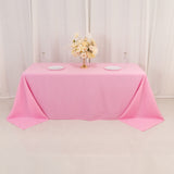 90x132inch Pink Seamless Premium Polyester Rectangular Tablecloth - 220GSM for 6 Foot Table