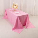 90x132inch Pink Seamless Premium Polyester Rectangular Tablecloth - 220GSM for 6 Foot Table